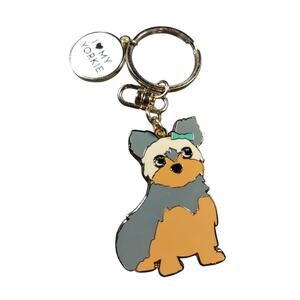 I Love My Yorkie Keychain Orange Gray White Flaw